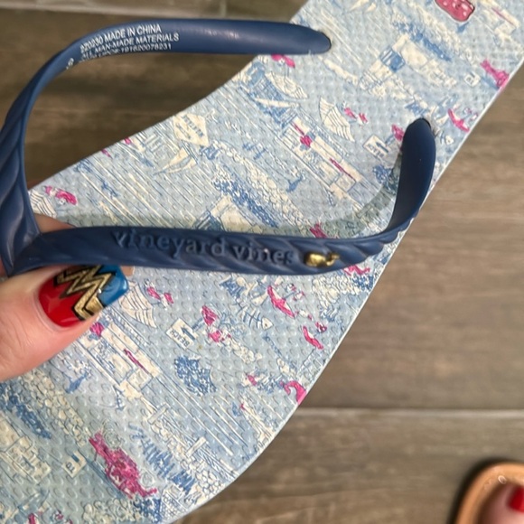 Vineyard Vines Blue Strap Nautical Flip Flops - Picture 4 of 7